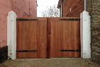 Sapele hardwood gates treated brown